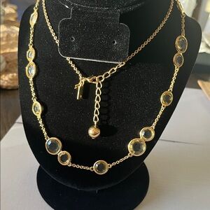 Kate Spade long Goldtone and glass necklace